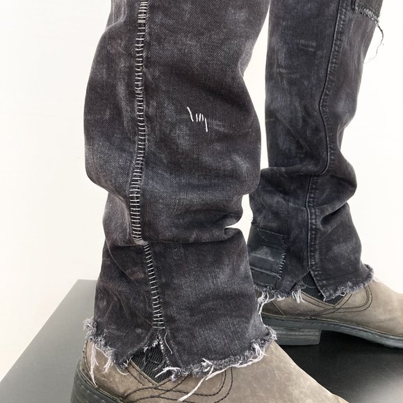 Black Rocker Jeans Acid Wash Metallic Silver Denim - Picture 15 of 16